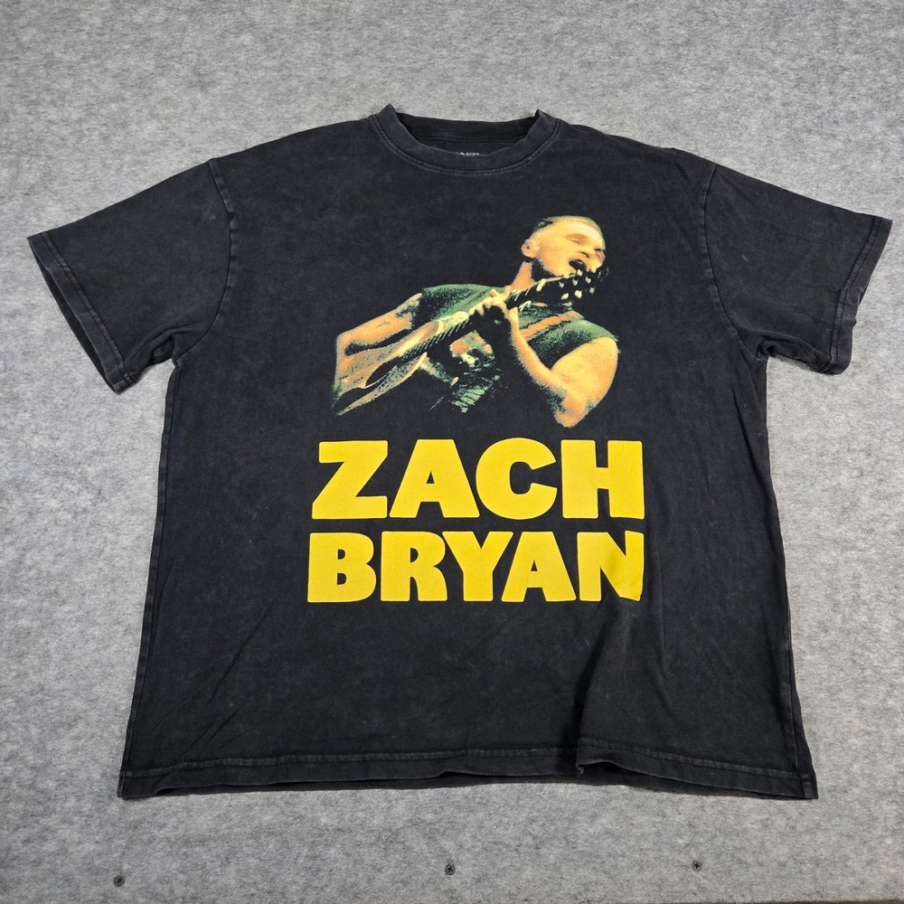Zach Bryan Mens Black Quittin Time Tour Graphic T-Shirt Large